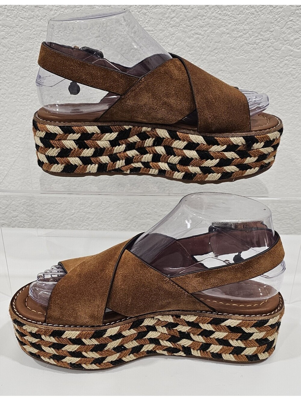 COACH Women's Suede Platform Wedge Sandals Brown Size US 6 B - Picture 13 of 15